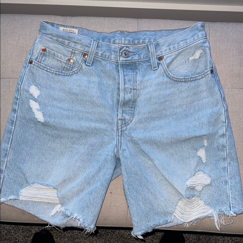 Levi's Light Blue Distressed Jean Shorts
